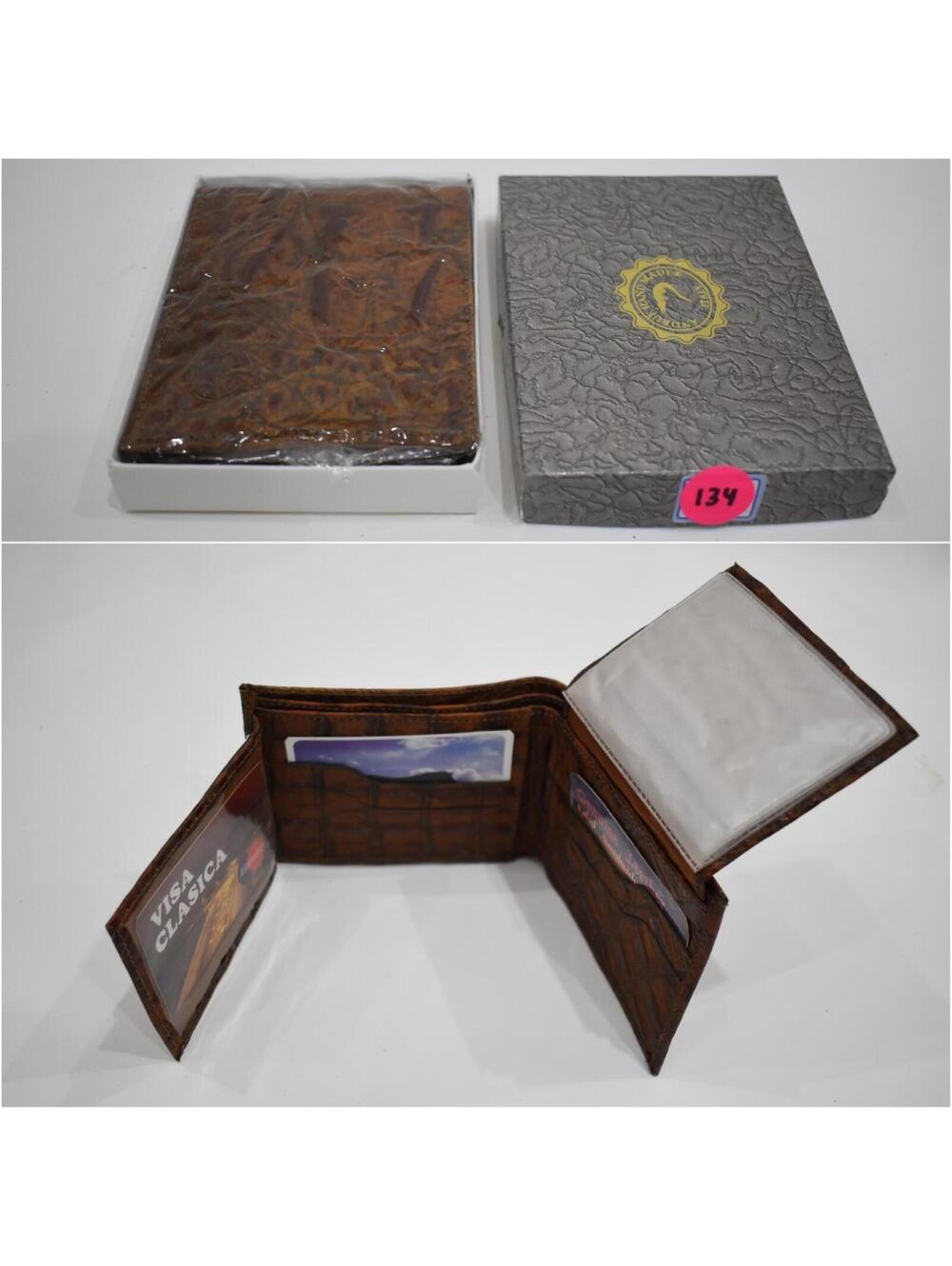 Andrue Handmade Italian Leather Crocodile Pressed Men Male Bifold Wallet 134